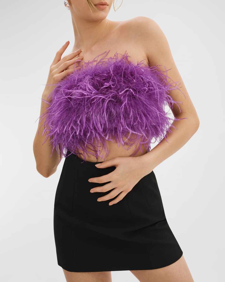 Zaina Feather Bustier Crop Top