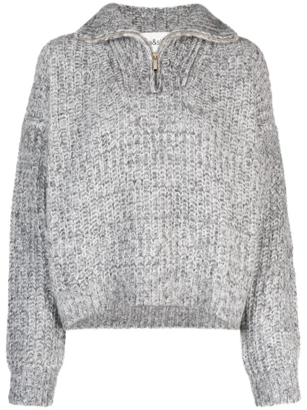 high-neck knitted jumper