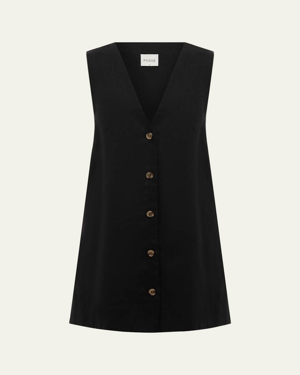 Nancy Sleeveless Linen Mini A-line Dress
