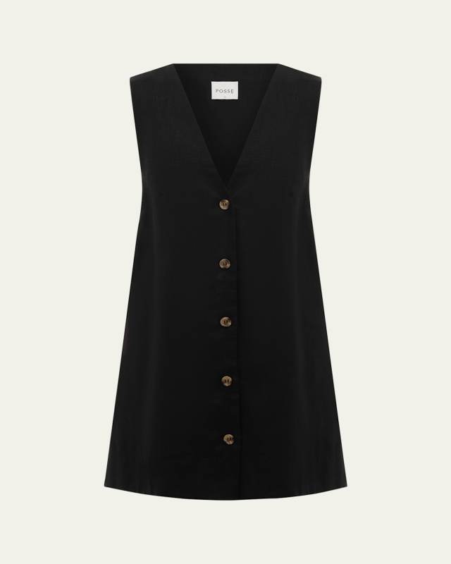 Nancy Sleeveless Linen Mini A-line Dress