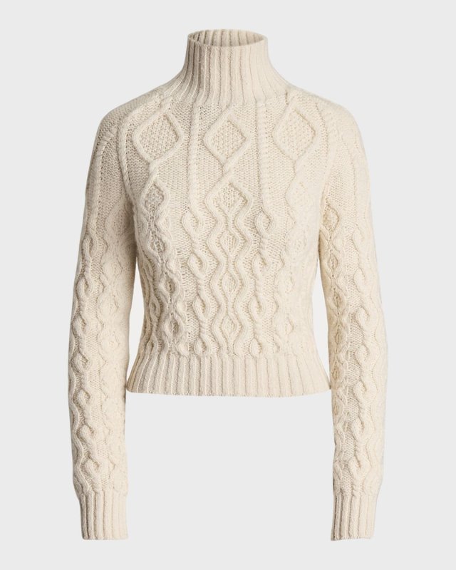 Aran-Knit Cashmere Funnelneck Sweat