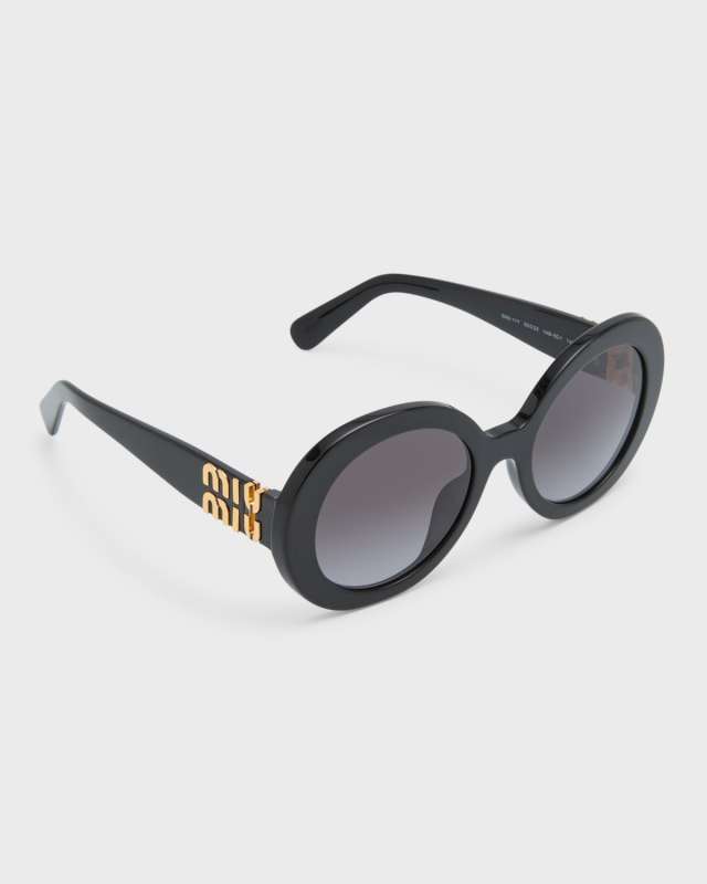 MU 11YS Logo Round Acetate Sunglasses