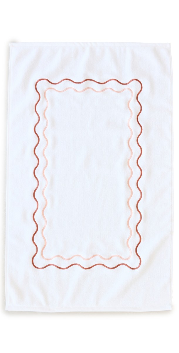 Kassatex Shopbop x Kassatex Scalloped Bath Mat White/Terracotta