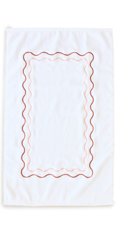 Kassatex Shopbop x Kassatex Scalloped Bath Mat White/Terracotta