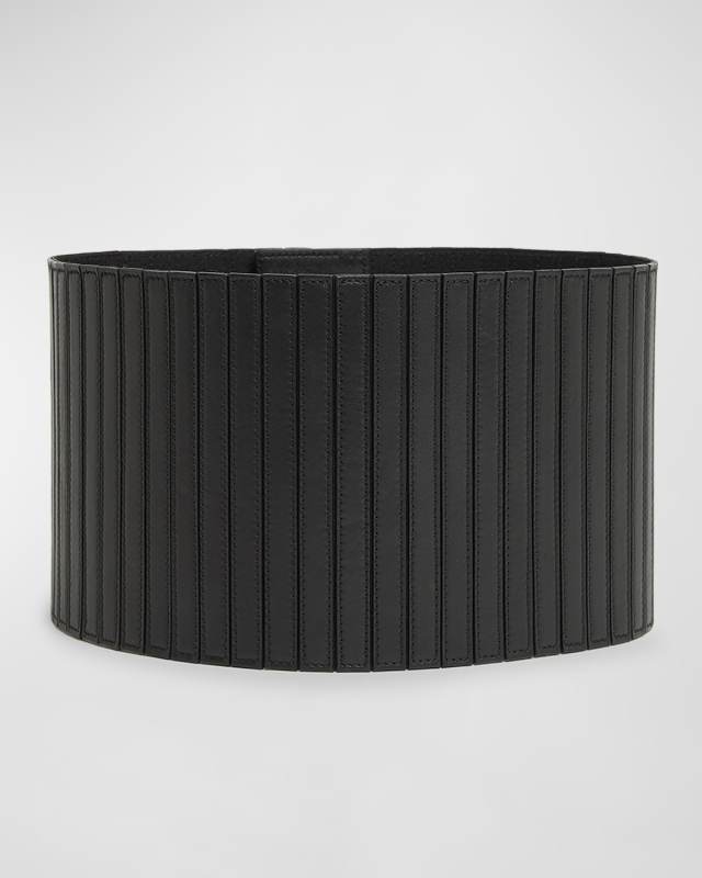 Striped Leather Corset Belt