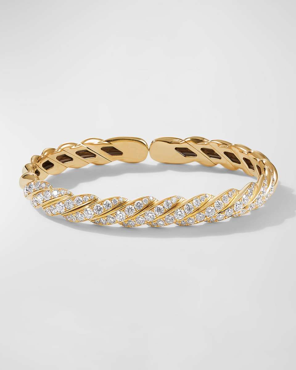 Sculpted Cable Flex Bracelet with Diamonds in 18K Gold, 7.5