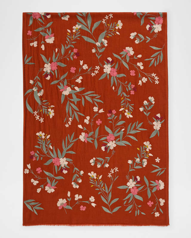 Floral Symphony Merino Wool Scarf