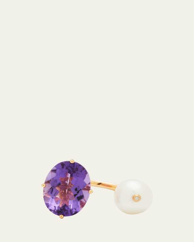 18k Rose Gold Purple Ring from Terry Collection, Size 6.5 and
