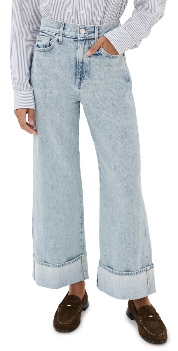 Veronica Beard Jean Taylor Cropped High Rise Wide Jeans Airway Cloud