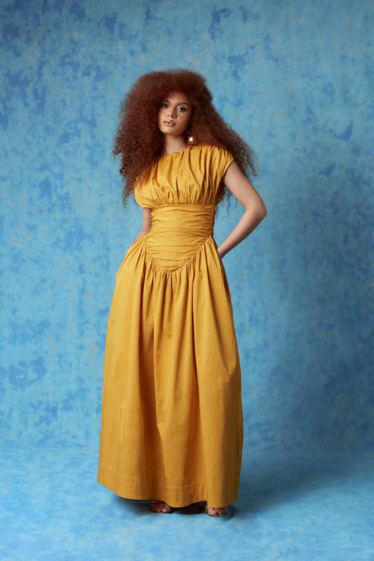 KAI ADESUWA RUCHED COTTON LONG DRESS