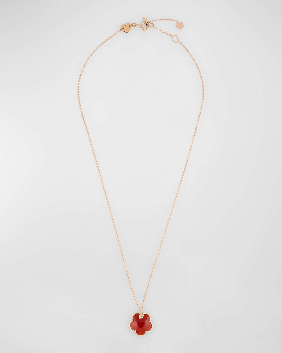 Petit Joli 18K Rose Gold Pendant Necklace with Carnelian and Diamonds