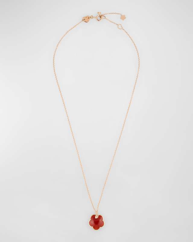 Petit Joli 18K Rose Gold Pendant Necklace with Carnelian and Diamonds