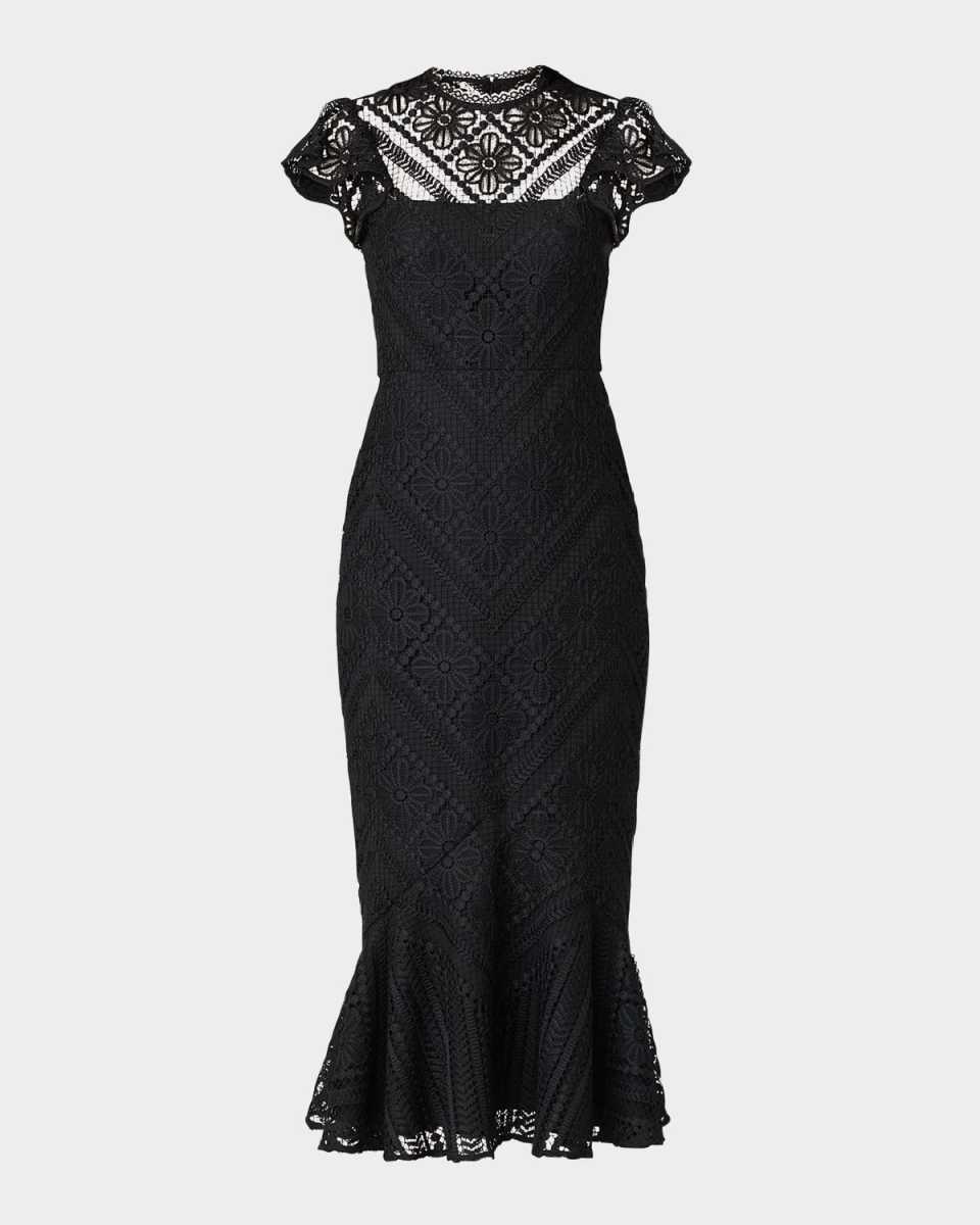 Lea Floral Lace Mermaid Midi Dress