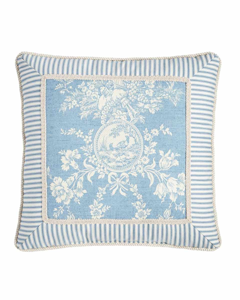 Framed Country Manor Toile-Print Pillow, 18"Sq.