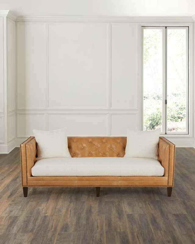 Blaine Tufted Leather Sofa, 90"
