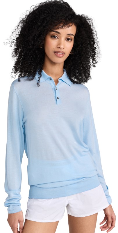 HOMMEGIRLS Ultafine Merino Knit Polo Baby Blue