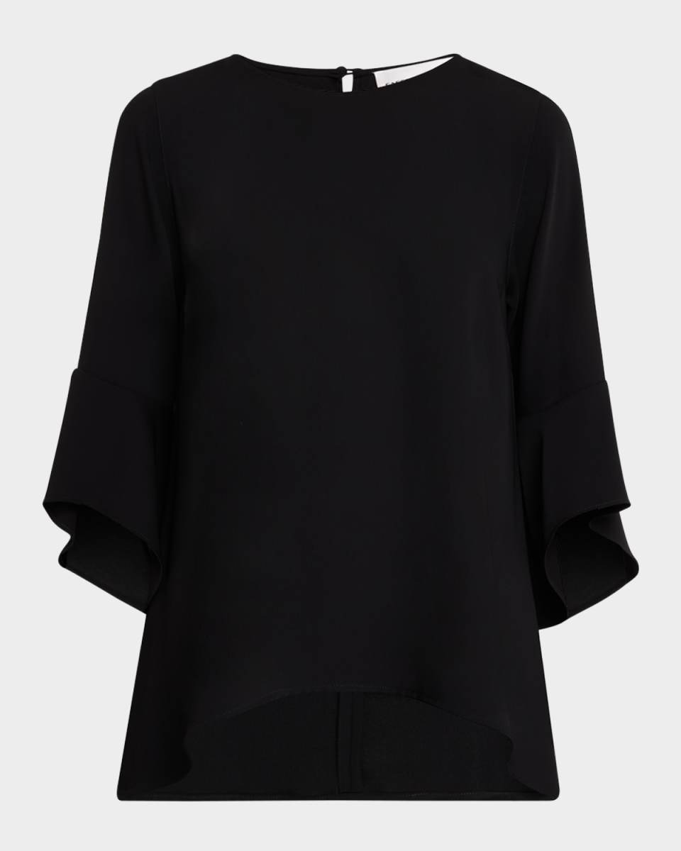 Julia Bell-Sleeve Crepe Tunic