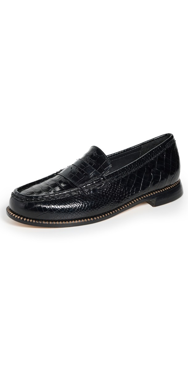 Freda Salvador Elba Loafers Black Embossed Croc