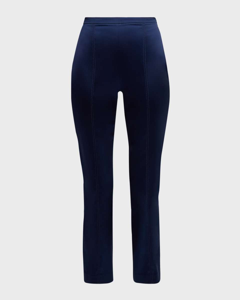 Italian Stretch Satin Slim-Leg Ankle Pants