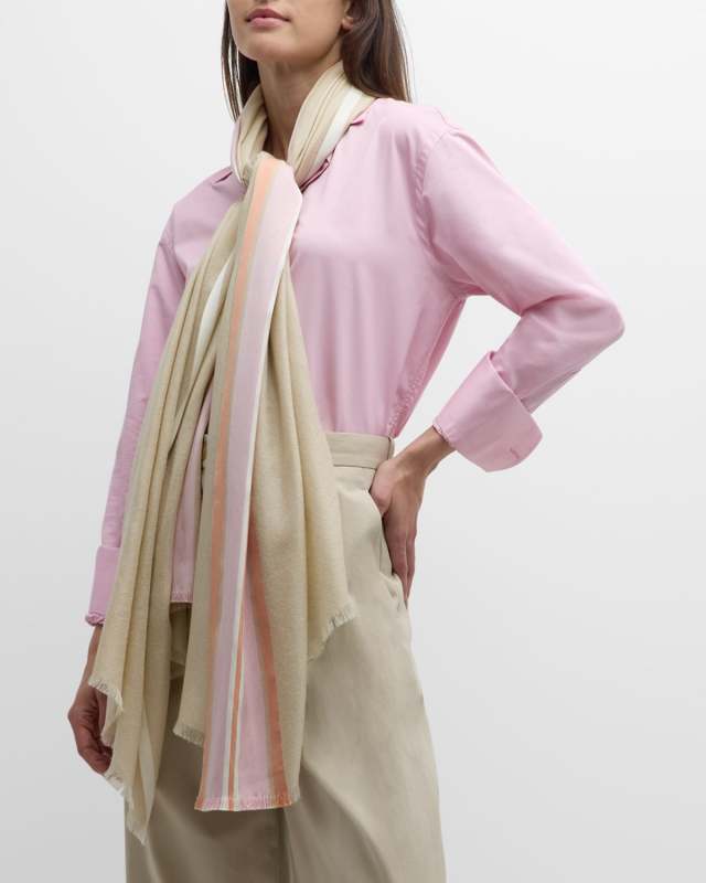 Striped Cashmere & Silk Scarf