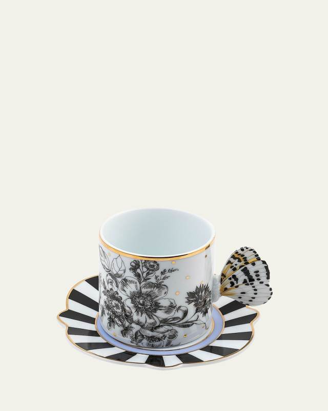 Butterfly Toile Mug Saucer Set