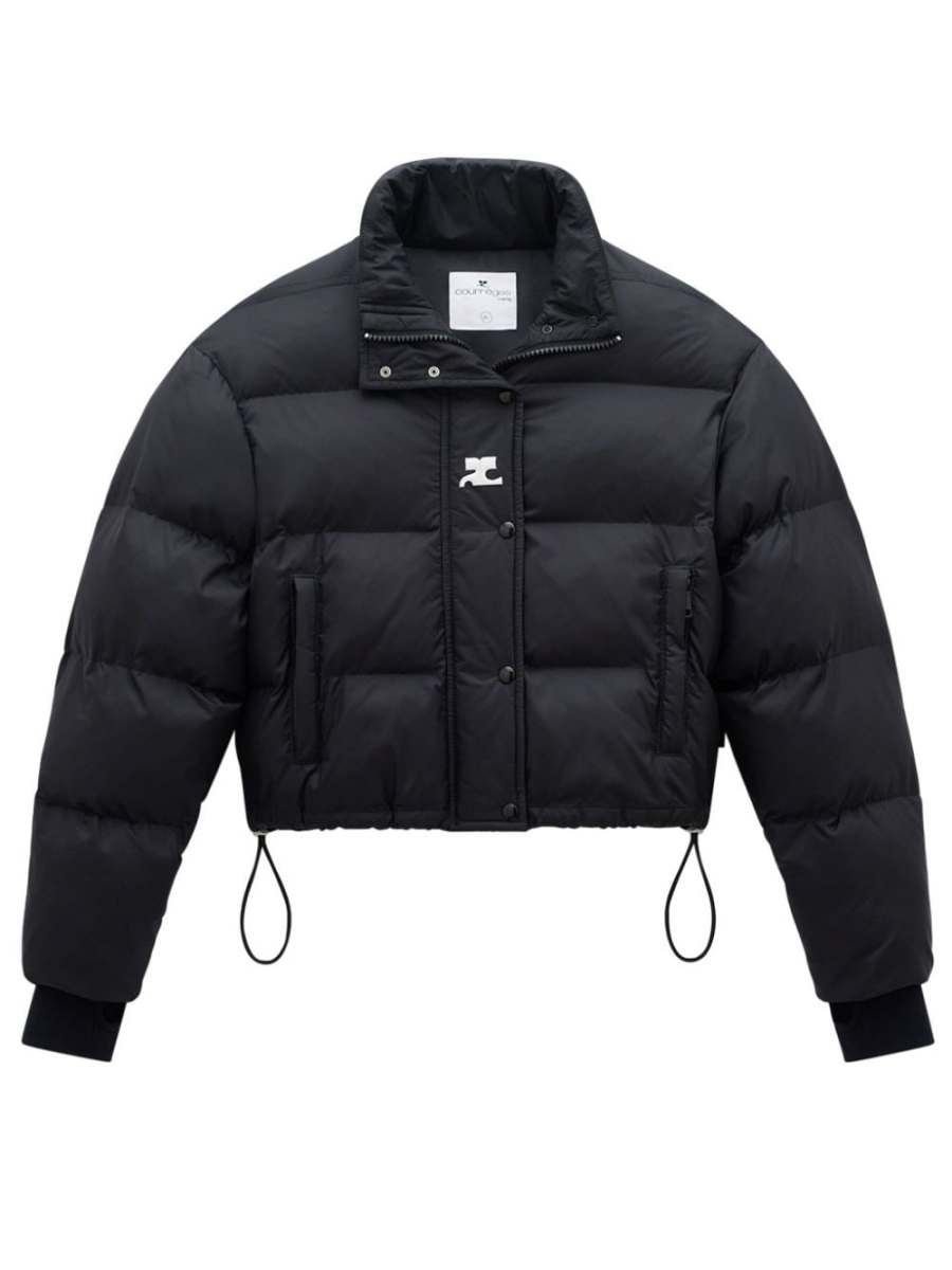 logo-print high-neck puffer jacket