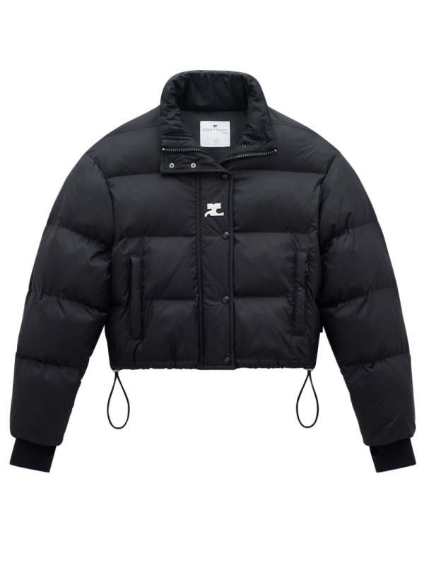 logo-print high-neck puffer jacket