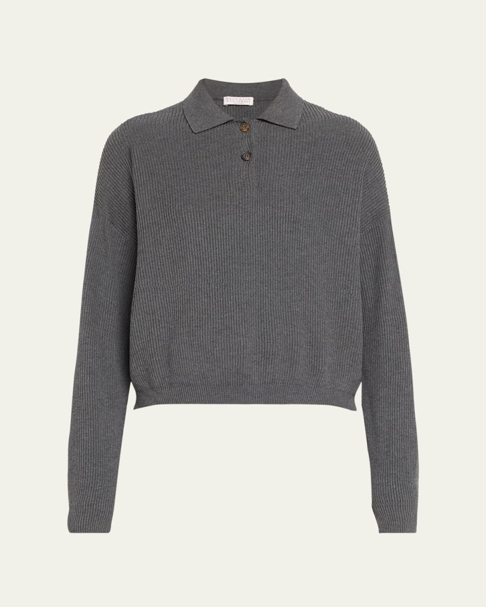 Sea Island Cotton Ribbed Polo Sweat