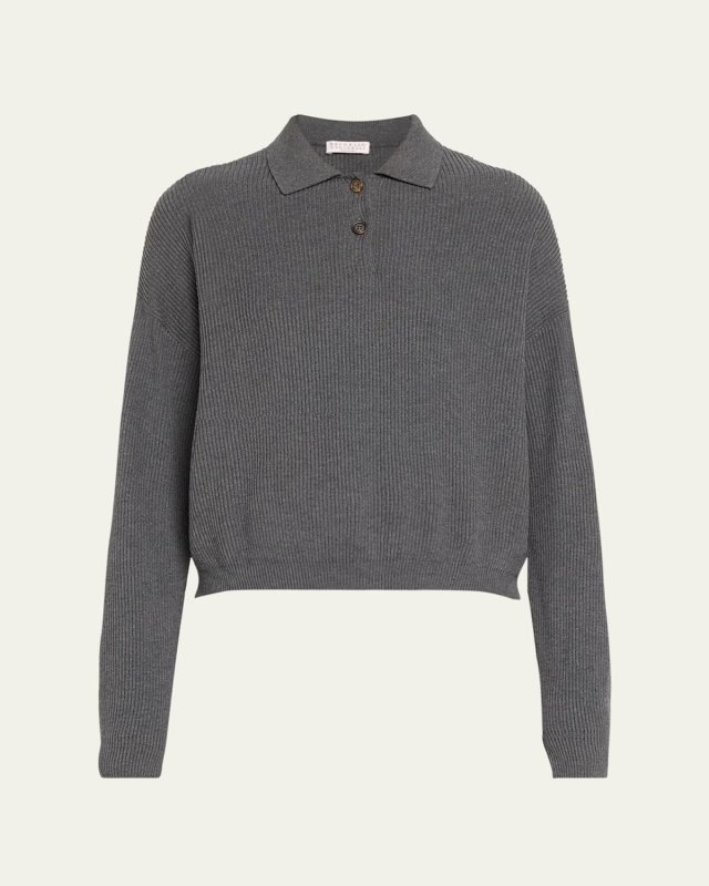 Sea Island Cotton Ribbed Polo Sweat