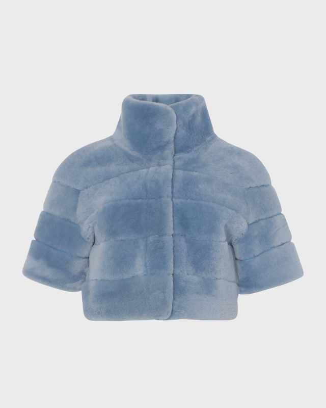 Reversible Lamb Shearling Bolero Jacket With Cropped Sleeves
