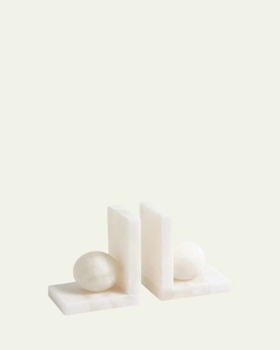 Alabaster Ball Bookends Pair
