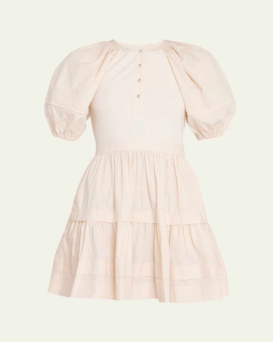 Amelia Rib-Knit & Poplin Mini Dress