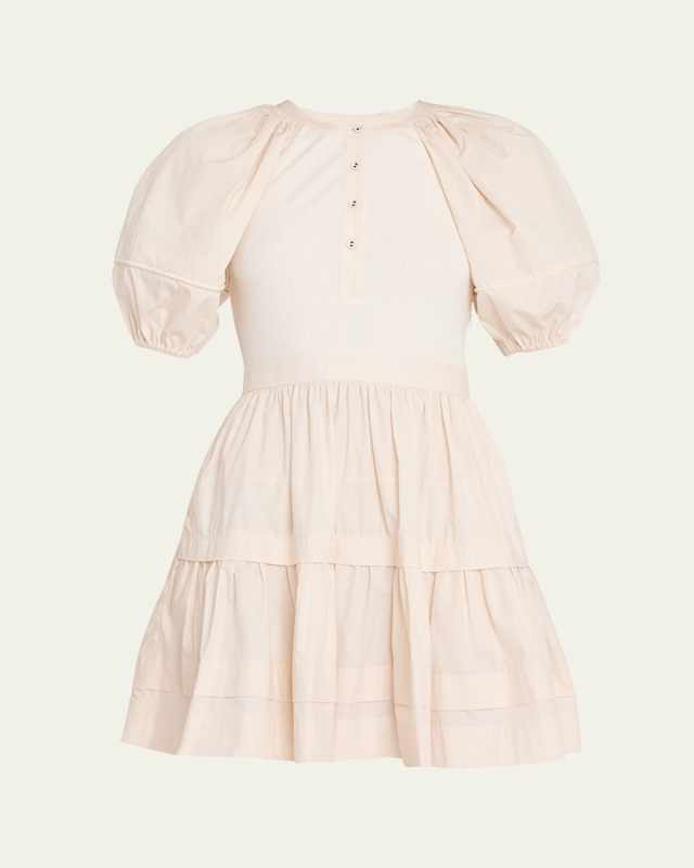 Amelia Rib-Knit & Poplin Mini Dress