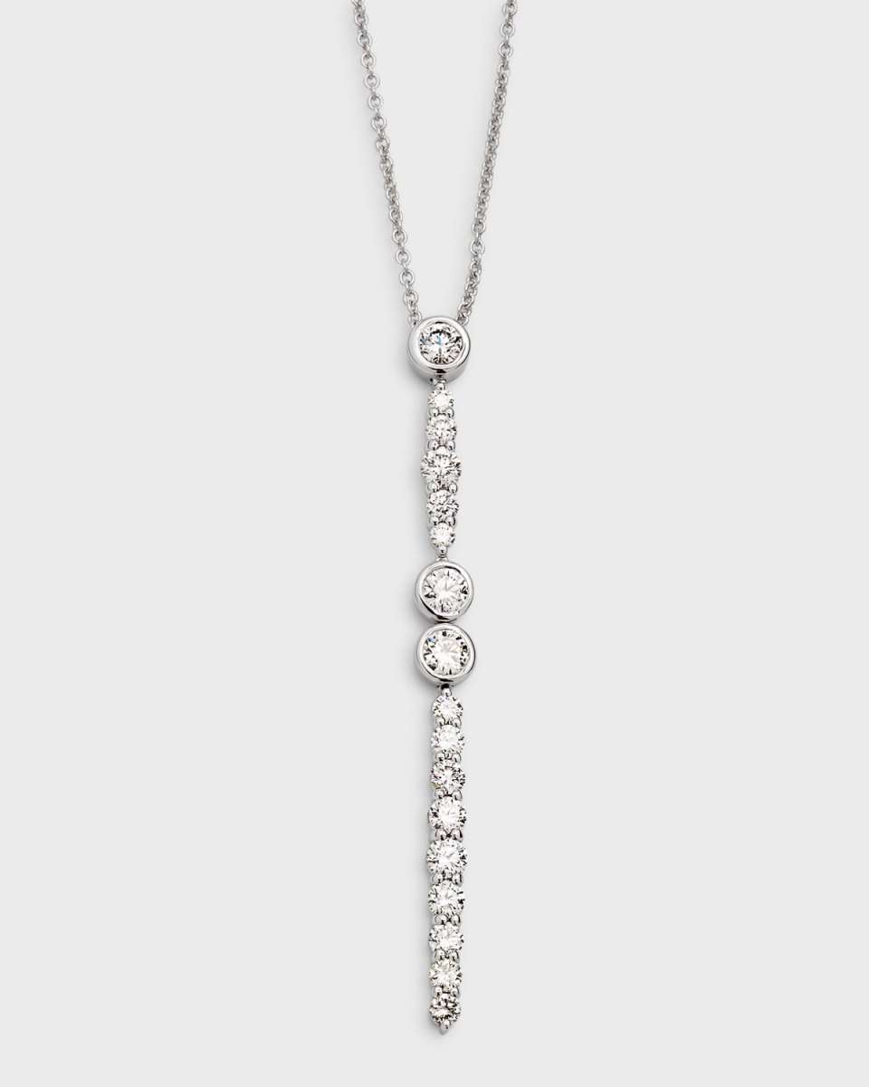 18K White Gold Diamond Drop Pendant, 1.41tcw