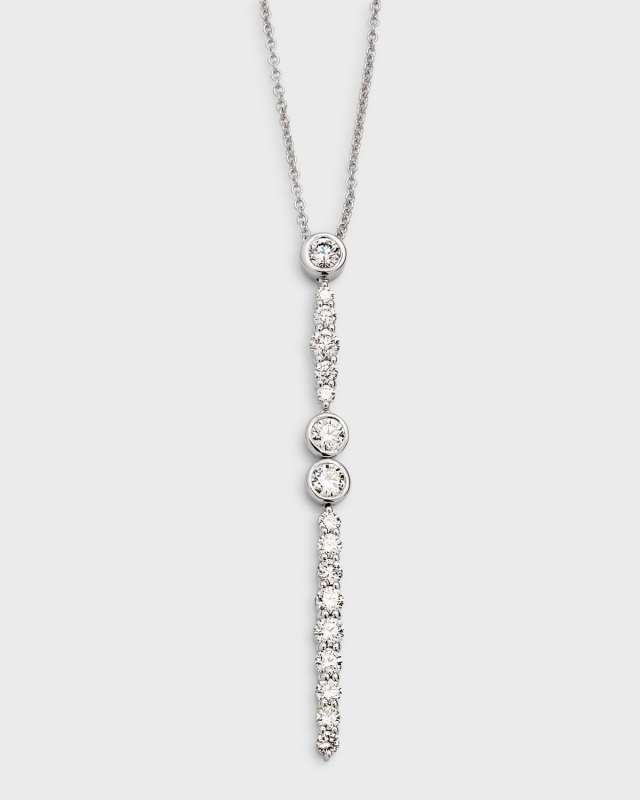 18K White Gold Diamond Drop Pendant, 1.41tcw