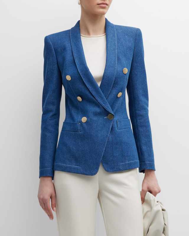 Double-Breasted Denim Blazer