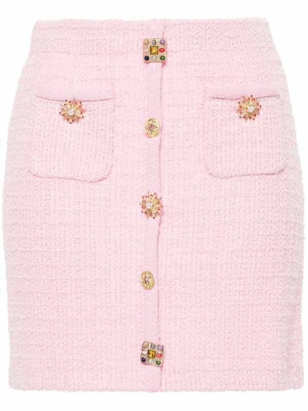 jewelry-buttons knitted mini skirt