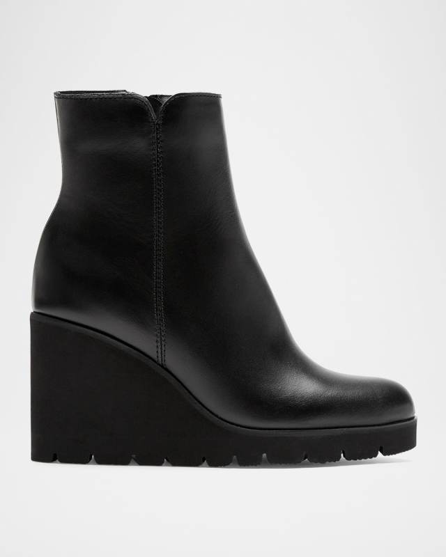 Go Leather Wedge Ankle Booties
