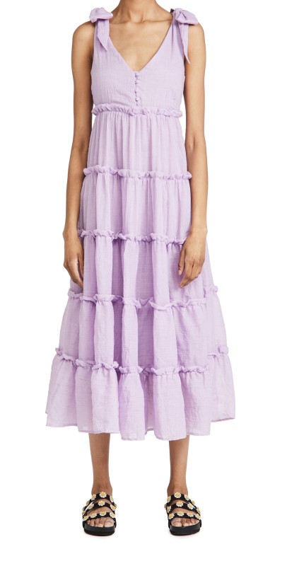 English Factory Tiered Midi Dress Lilac