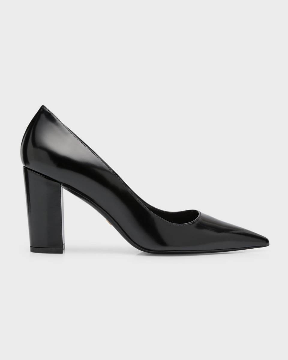 Stuart Leather Block-Heel Pumps