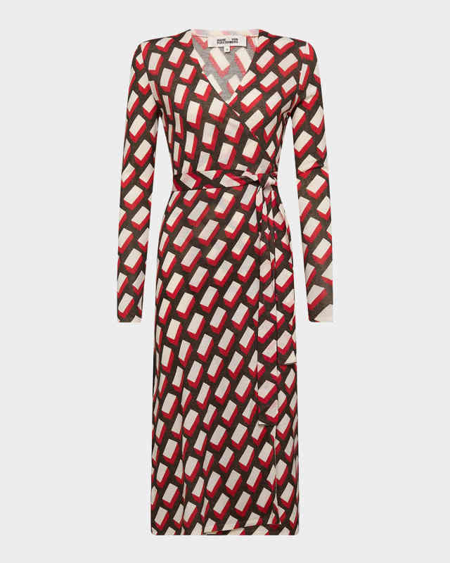 Luella Geometric-Print Midi Wrap Dress