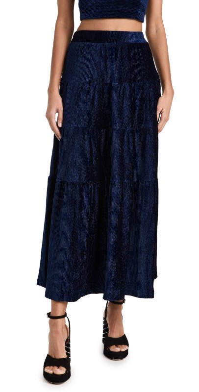 En Saison Micah Midi Skirt Navy