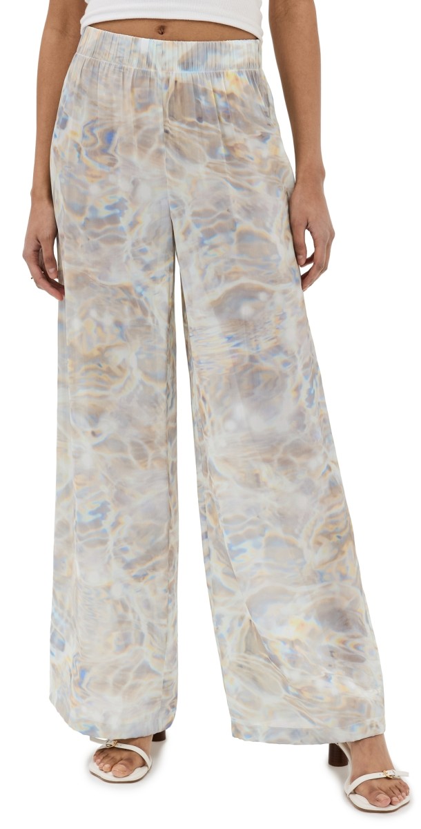 SIMKHAI Yvonne Printed Pajama Pants Water Print Mother Of Pearl
