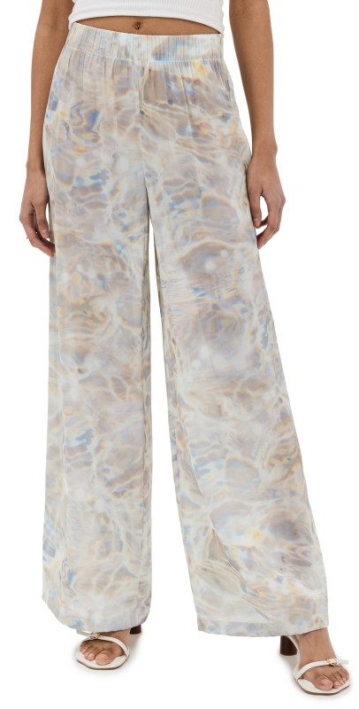 SIMKHAI Yvonne Printed Pajama Pants Water Print Mother Of Pearl