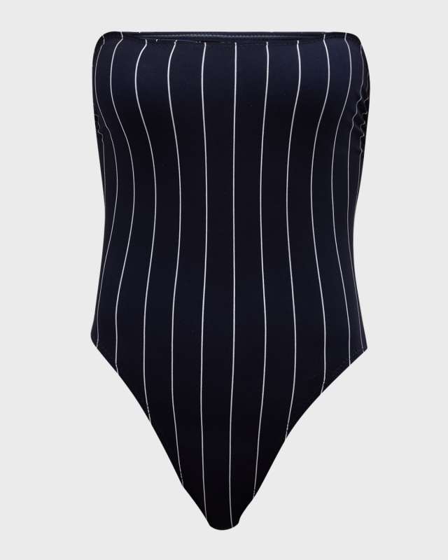 Bishop Striped Strapless One-Piece Swimsuit