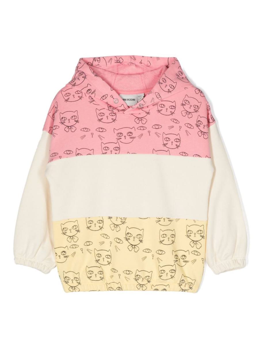 cats colour-block hoodie