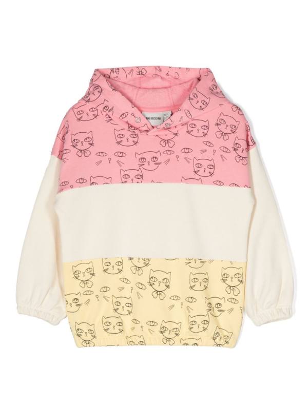 cats colour-block hoodie