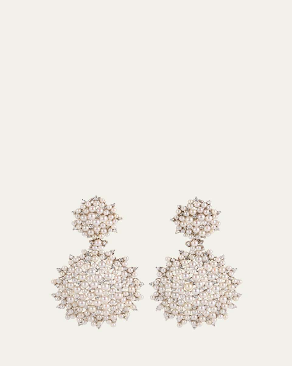Lagrange 18K Large Pearl & Diamond Double-Dangle Earrings