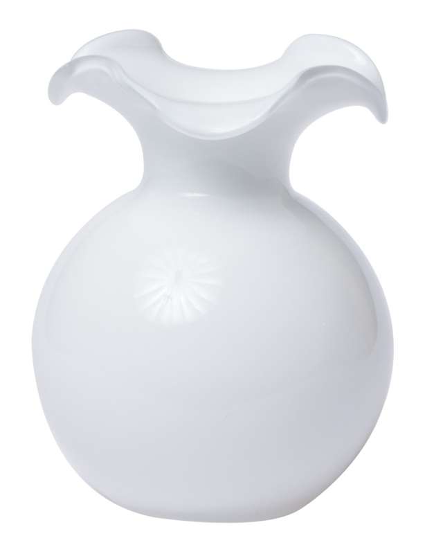 Hibiscus Glass Small Fluted Vase, 7"
