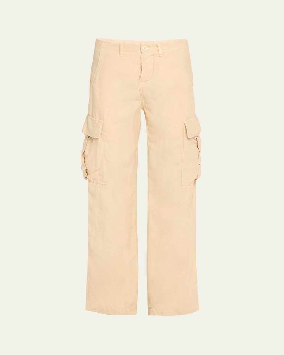Bennett Straight Relaxed Linen-Blend Cargo Pants